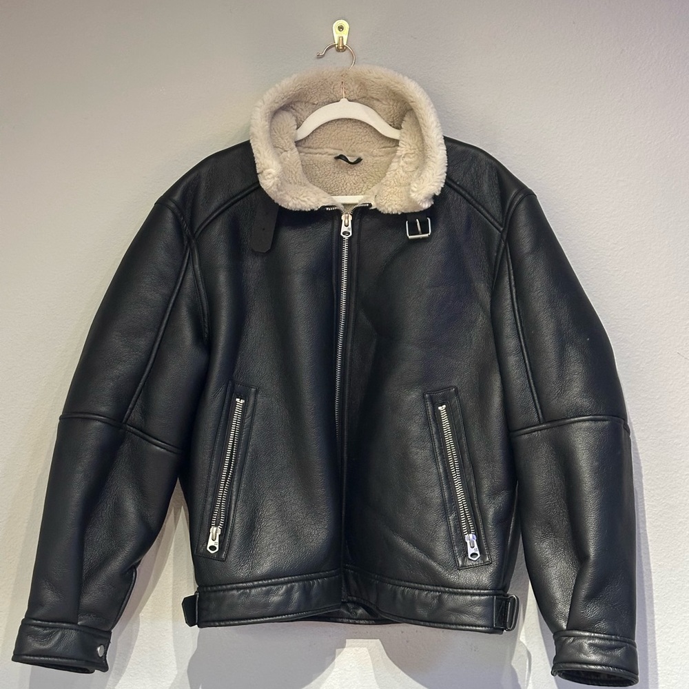 Zara Men Fleece-Lined Aviator Jacket